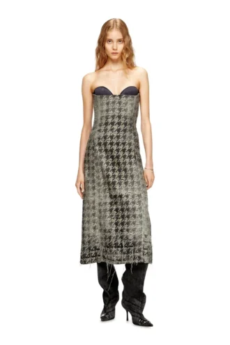 de-olivia-fsh Midi dress in houndstooth-weave denim