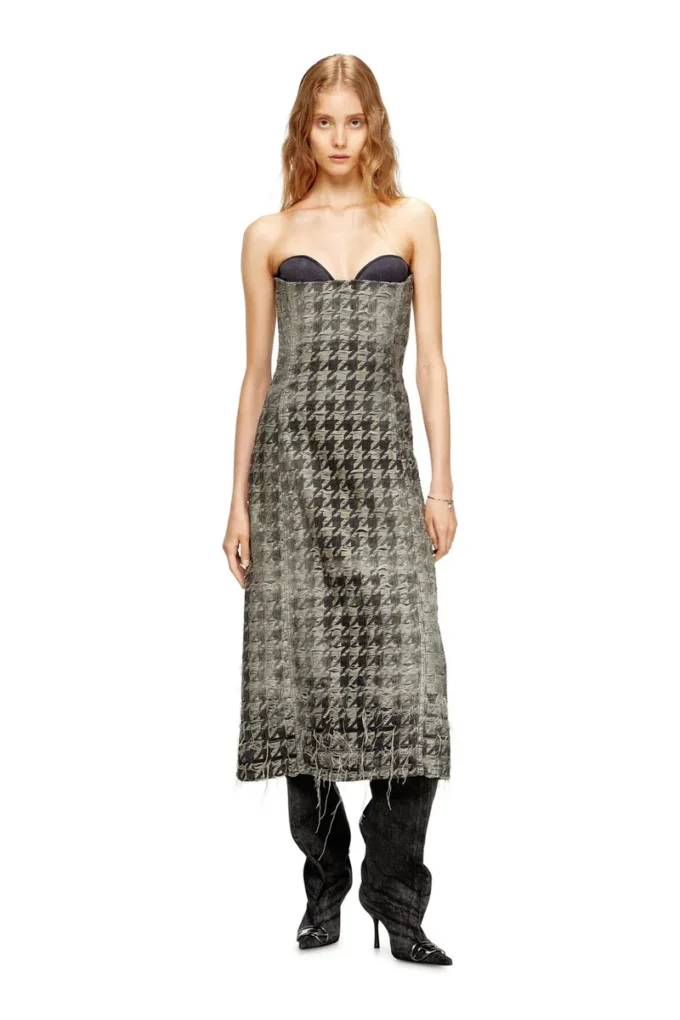 de-olivia-fsh Midi dress in houndstooth-weave denim