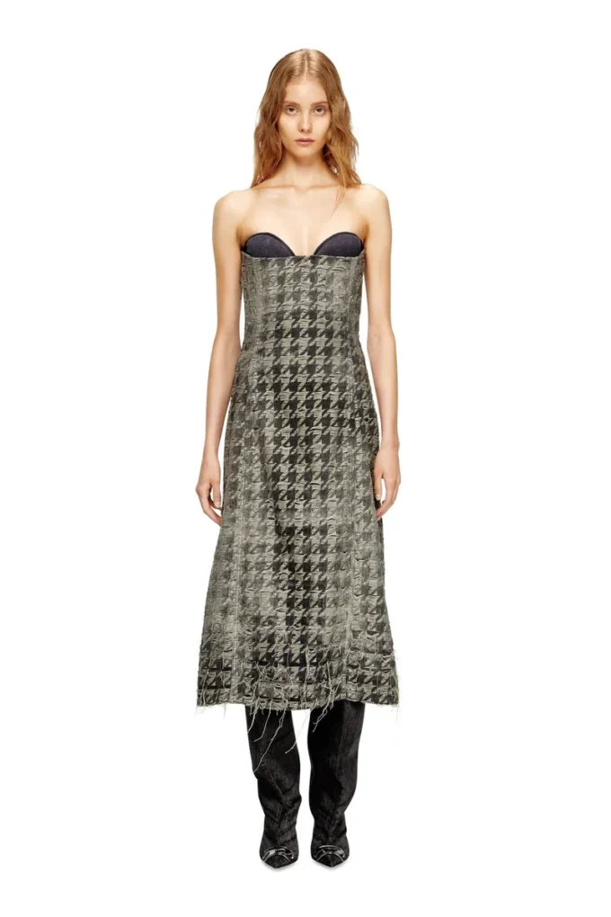 de-olivia-fsh Midi dress in houndstooth-weave denim