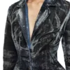 de-pia-fse Coat in pinstriped devoré denim