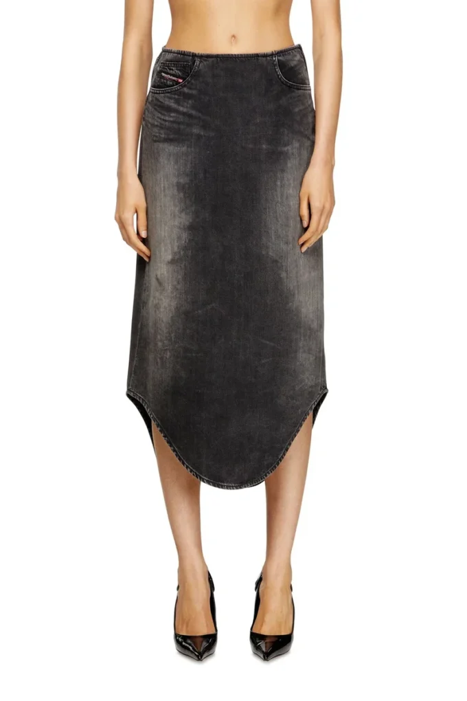de-plumy-s Denim midi skirt with shadow effect