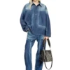de-priss Henley top in contrast-effect denim