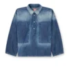 de-priss Henley top in contrast-effect denim