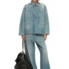 de-priss Henley top in utility-style denim