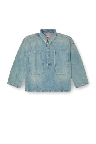 de-priss Henley top in utility-style denim