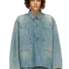 de-priss Henley top in utility-style denim