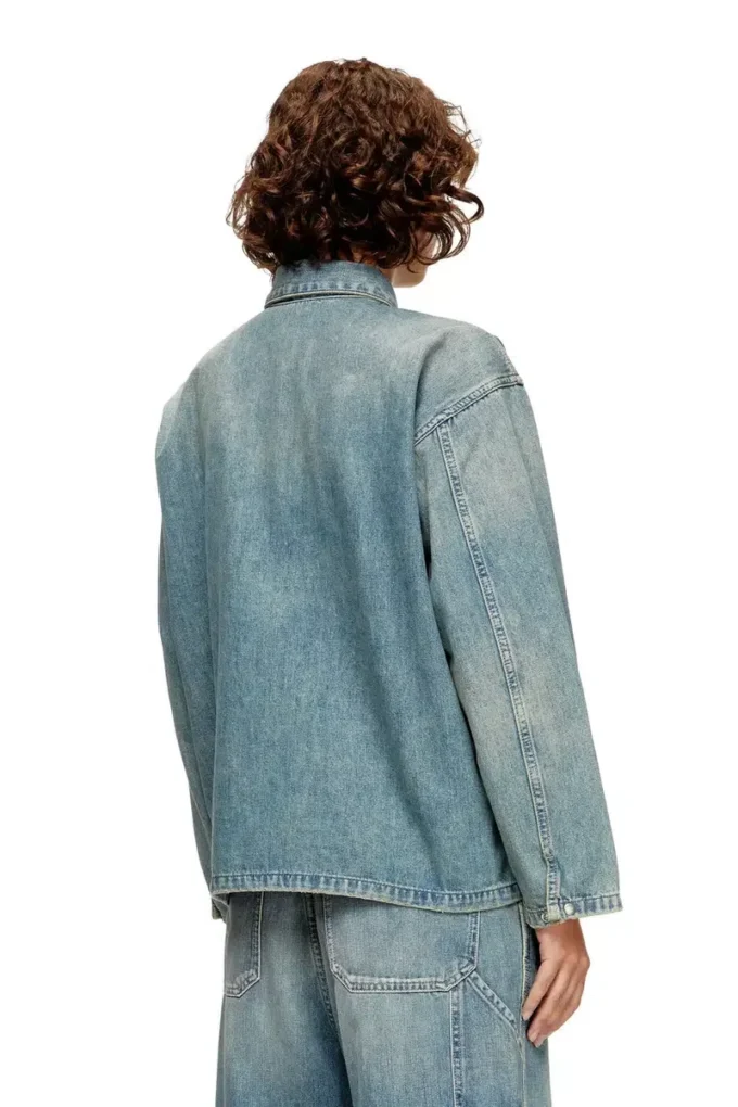 de-priss Henley top in utility-style denim