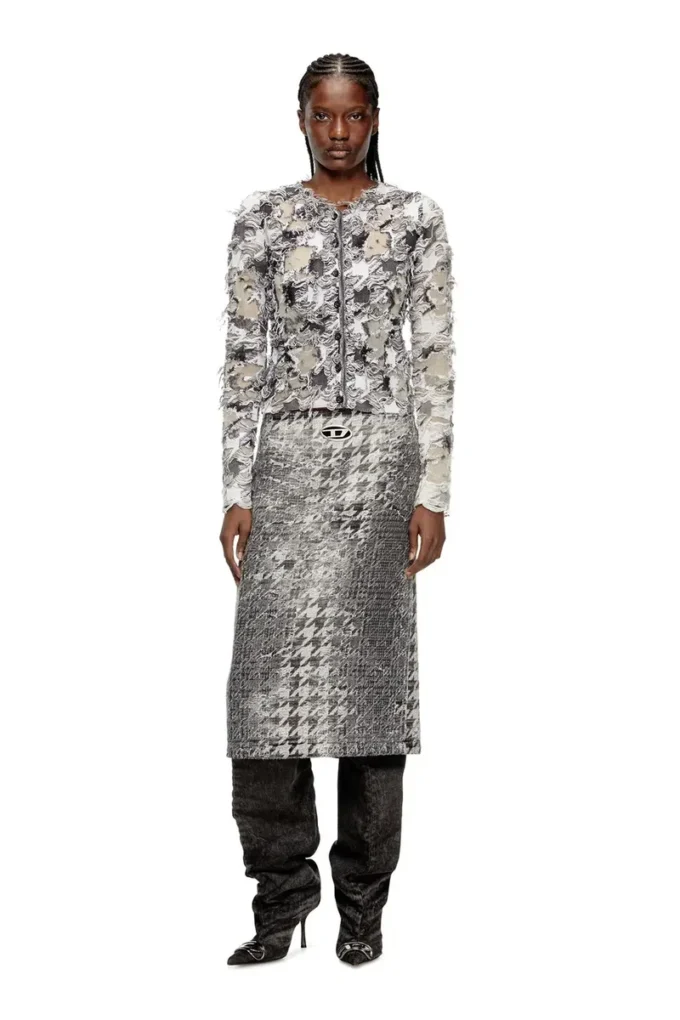 de- rathian-fsh Midi skirt in Prince of Wales jacquard denim