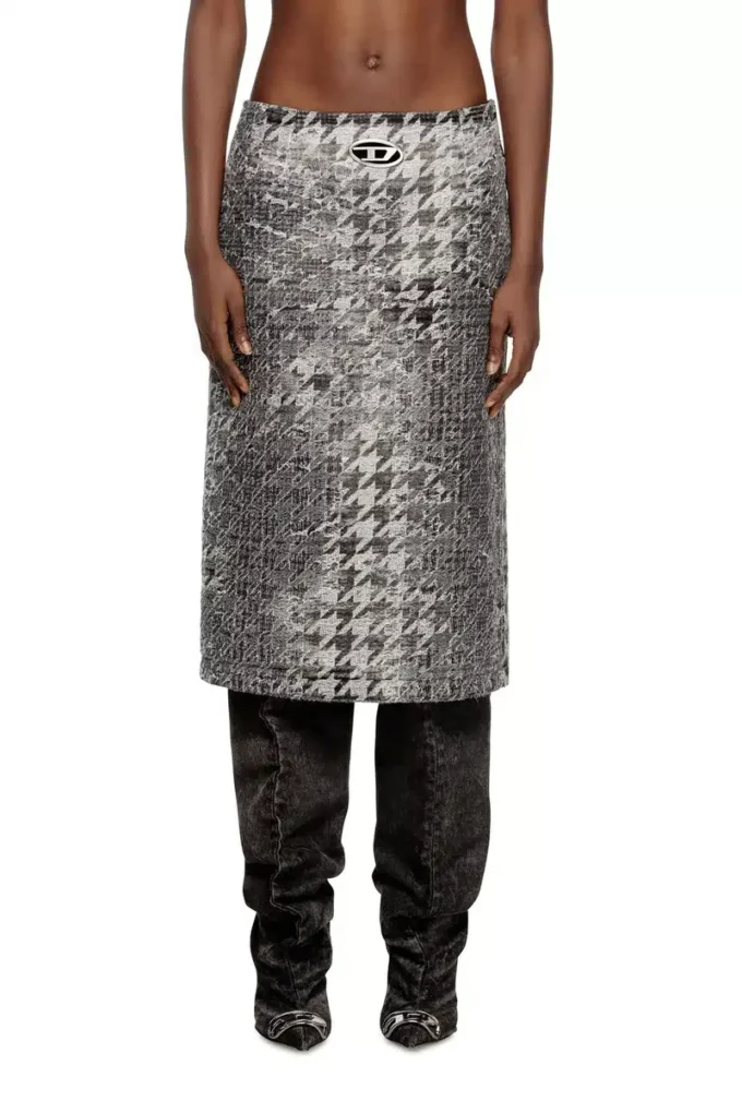 de- rathian-fsh Midi skirt in Prince of Wales jacquard denim