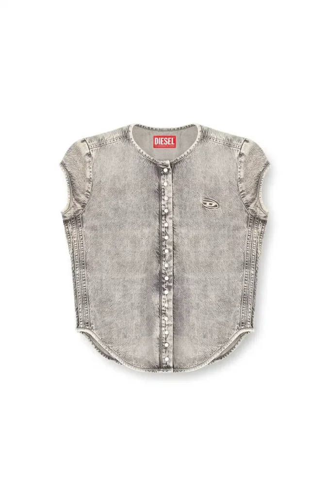 de-roset-s Short-sleeve denim shirt with athletic stripes