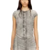 de-roset-s Short-sleeve denim shirt with athletic stripes