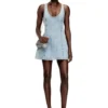 de-sweeney-s1 Short dress in houndstooth denim with crystals