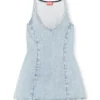 de-sweeney-s1 Short dress in houndstooth denim with crystals