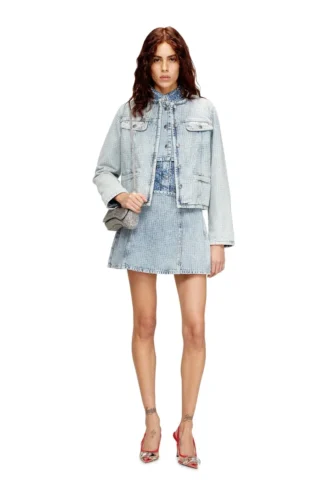 de-sweny-s Mini skirt in graphic denim with crystals