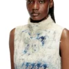 de-tapi-fsh2 Sleeveless top in houndstooth-weave denim