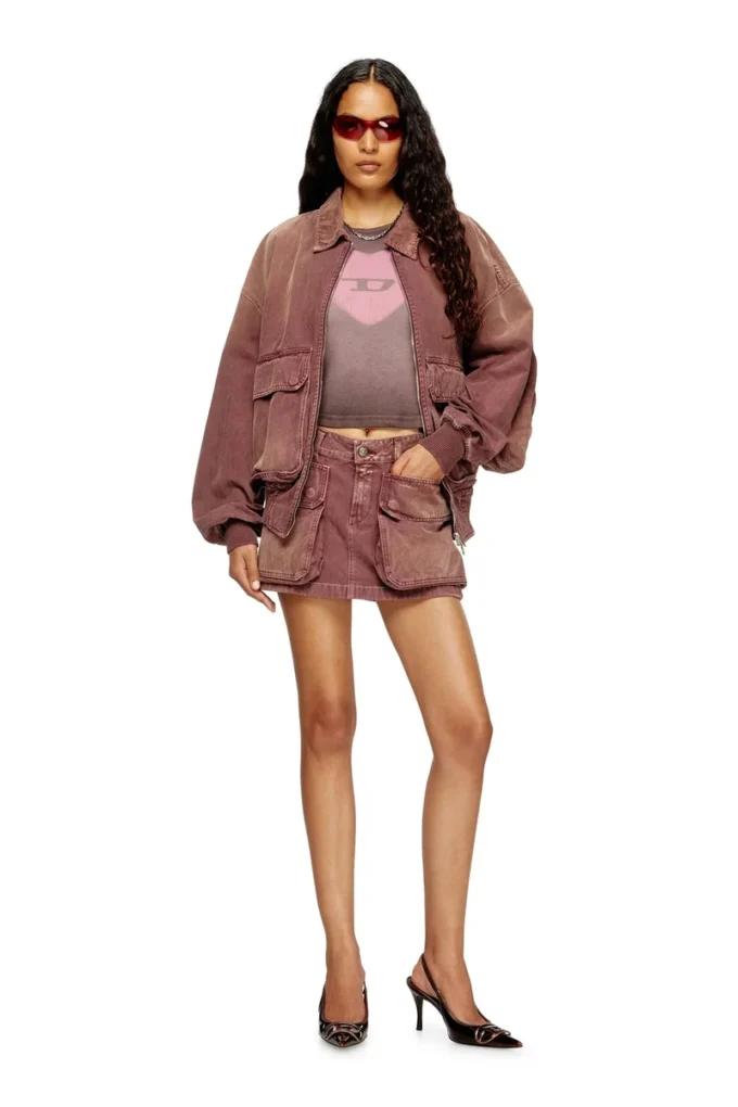 de-ton Denim miniskirt with patch pockets