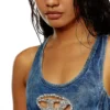 de-top-fse Cropped denim top with crystal plaque