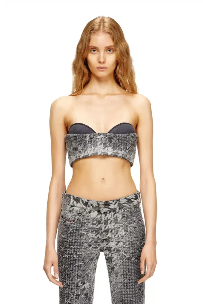 de-toppys-fsh Bralette in Prince of Wales jacquard denim