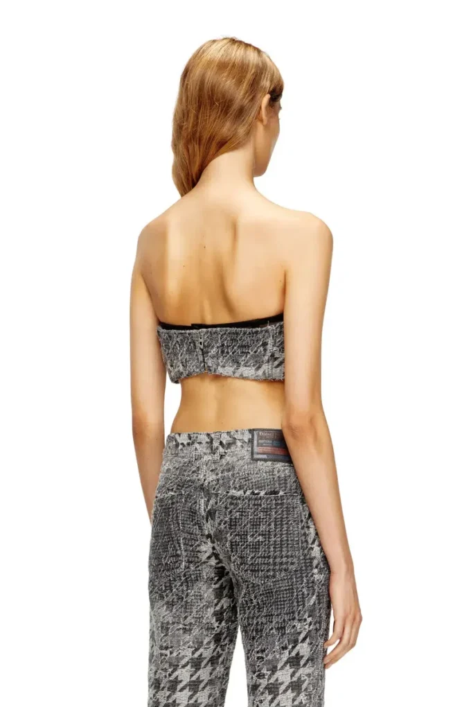 de-toppys-fsh Bralette in Prince of Wales jacquard denim