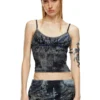 de-verni-fse Top in pinstriped devoré denim