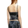 de-verni-fse Top in pinstriped devoré denim