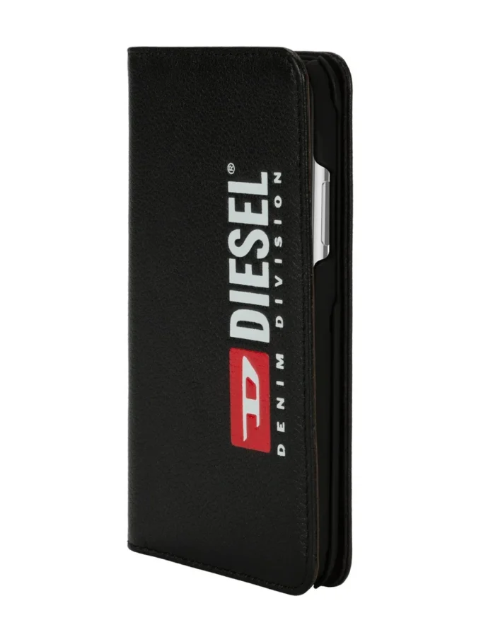 diesel 2-in-1 folio case for iphone xs & iphone x Black leather printed and debossed logo case, iPhone XS & X