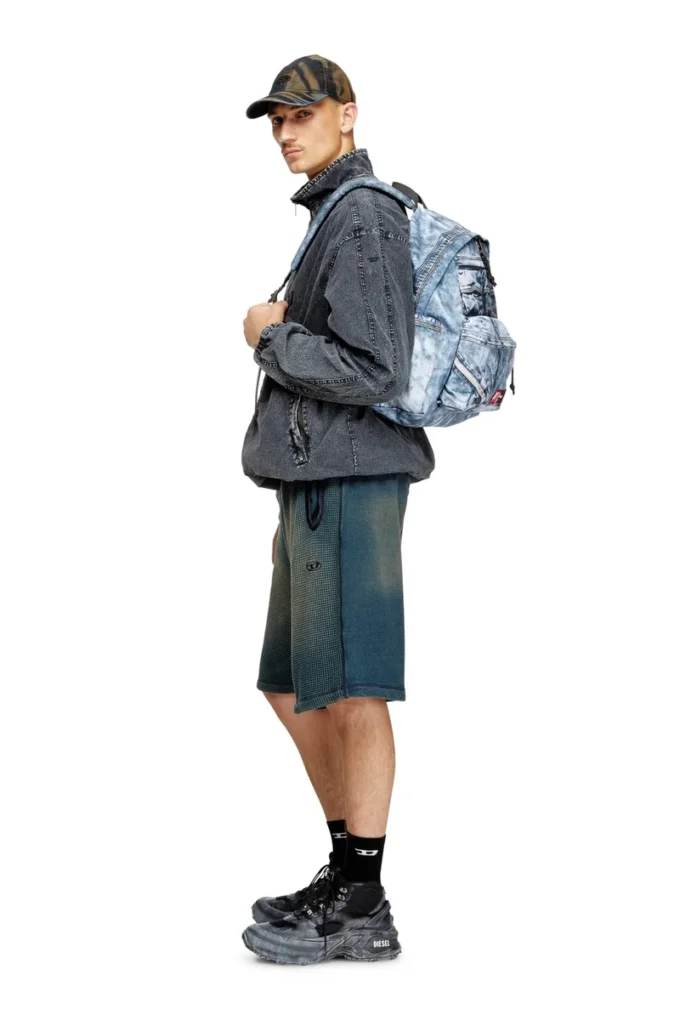 diesel day pak’r Backpack in trompe l’oeil denim