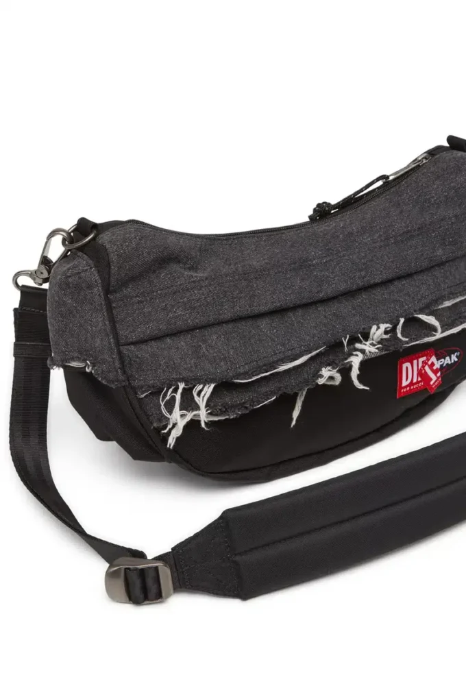 diesel shoulder bag Shoulder bag in destroyed denim and CORDURA®