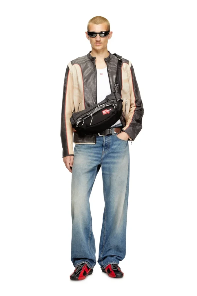 diesel shoulder bag Shoulder bag in destroyed denim and CORDURA®