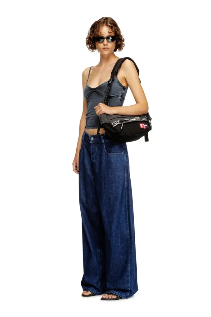 diesel shoulder bag Shoulder bag in destroyed denim and CORDURA®