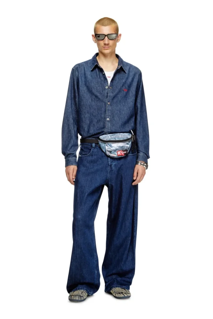 diesel springer Belt bag in trompe l’oeil denim