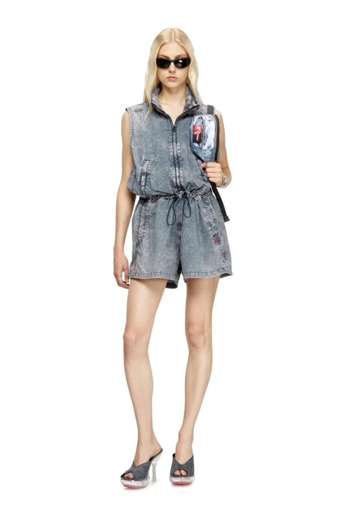 diesel springer Belt bag in trompe l’oeil denim