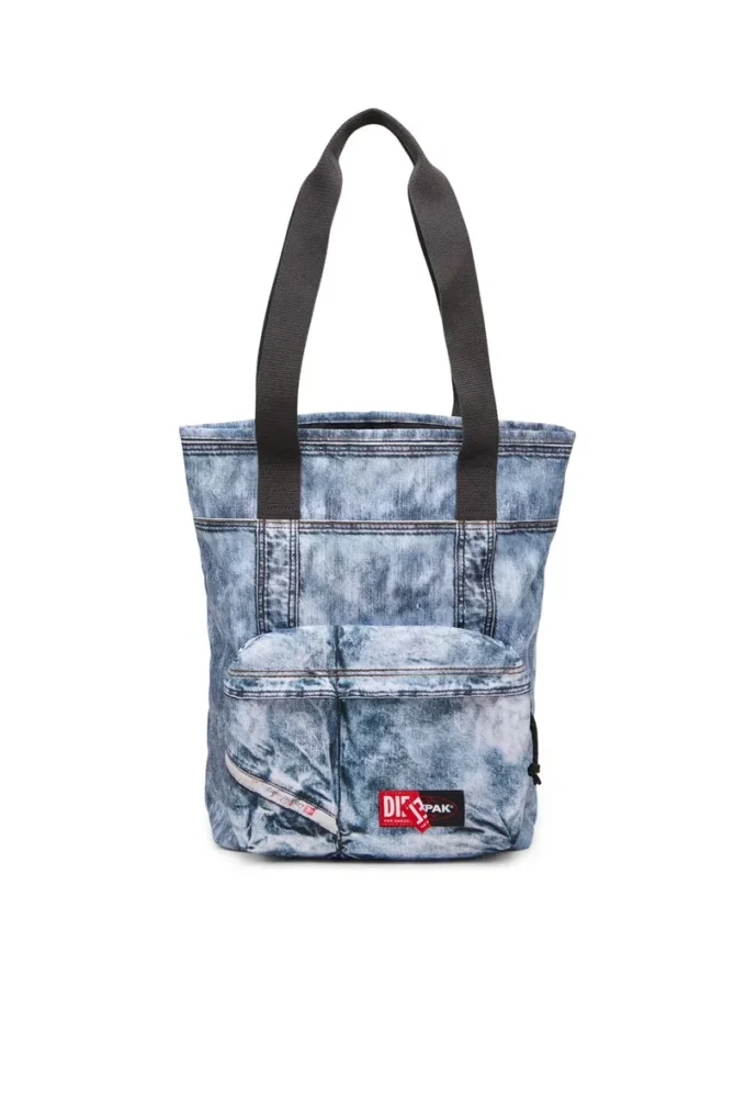 diesel tote Tote bag in trompe l’oeil denim