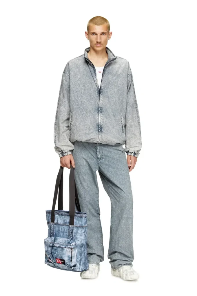 diesel tote Tote bag in trompe l’oeil denim