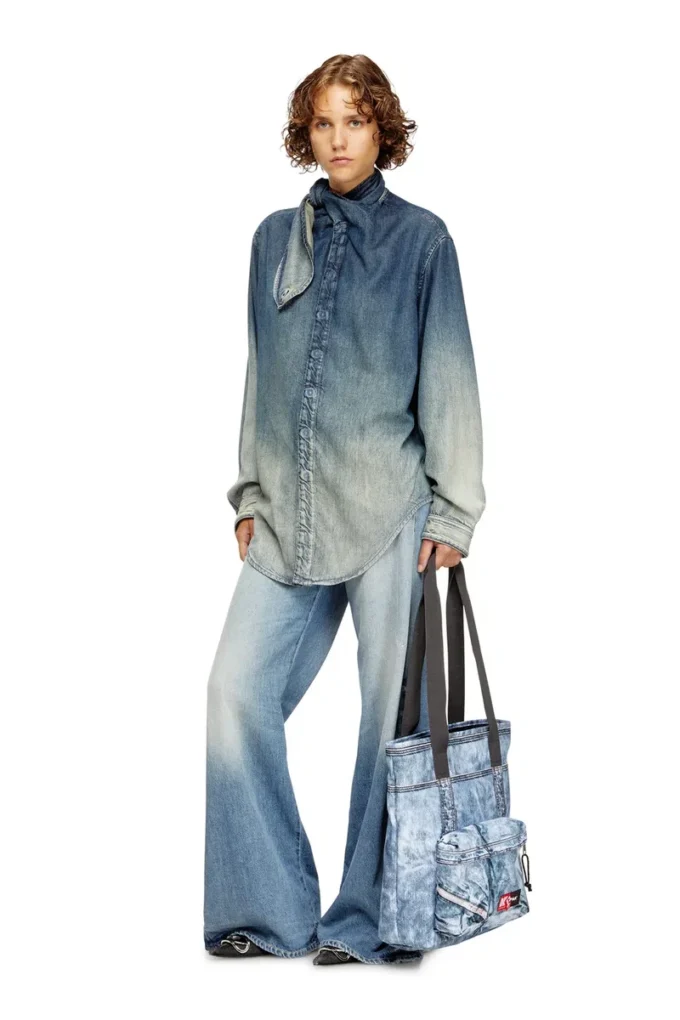 diesel tote Tote bag in trompe l’oeil denim