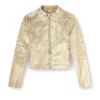 dile_luna jacket Moto jacket in distressed metallic denim