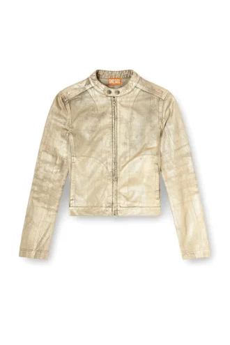 dile_luna jacket Moto jacket in distressed metallic denim