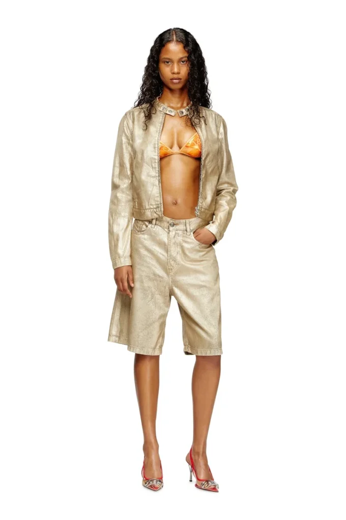 dile_luna shorts Shorts in distressed metallic denim