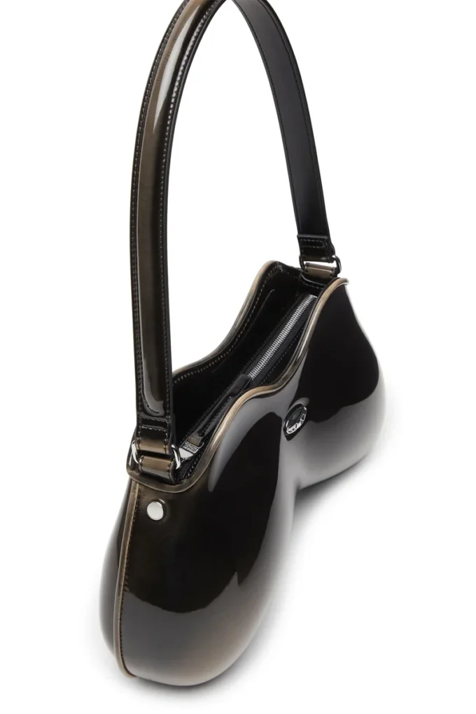 double-d shoulder Double-D-Rigid shoulder bag in dégradé glossy PU