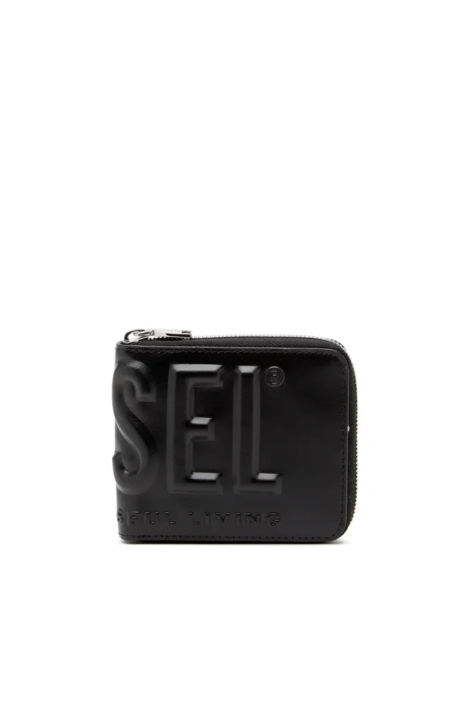 dsl 3d- bi fold coin zip xs Leather zip wallet with embossed logo