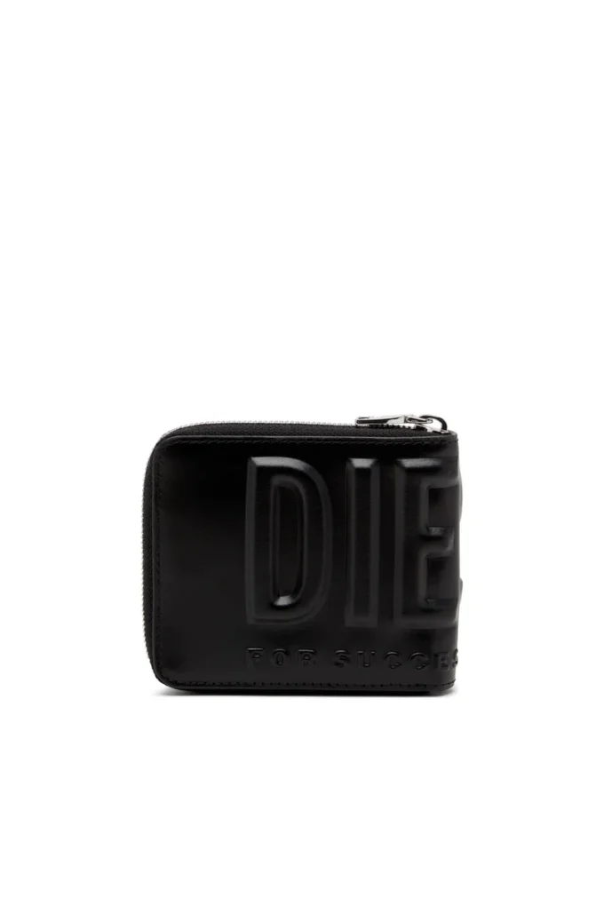 dsl 3d- bi fold coin zip xs Leather zip wallet with embossed logo