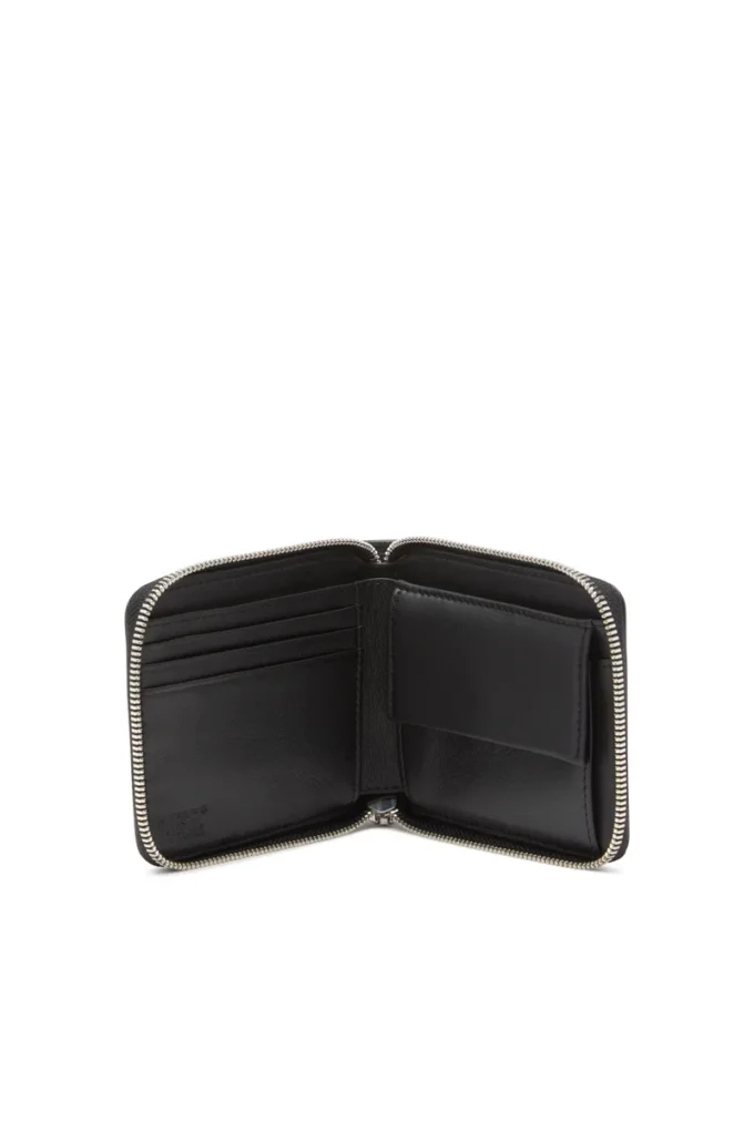 dsl 3d- bi fold coin zip xs Leather zip wallet with embossed logo