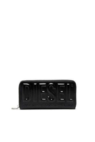 dsl 3d -continental zip l Long zip wallet in logo-embossed leather