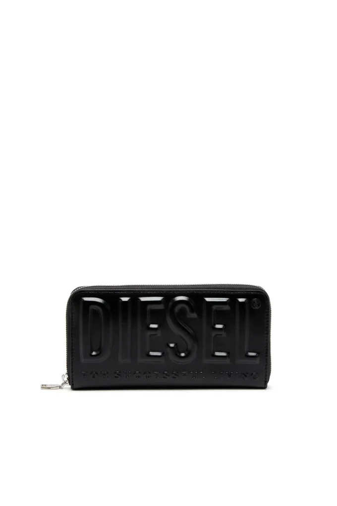 dsl 3d -continental zip l Long zip wallet in logo-embossed leather