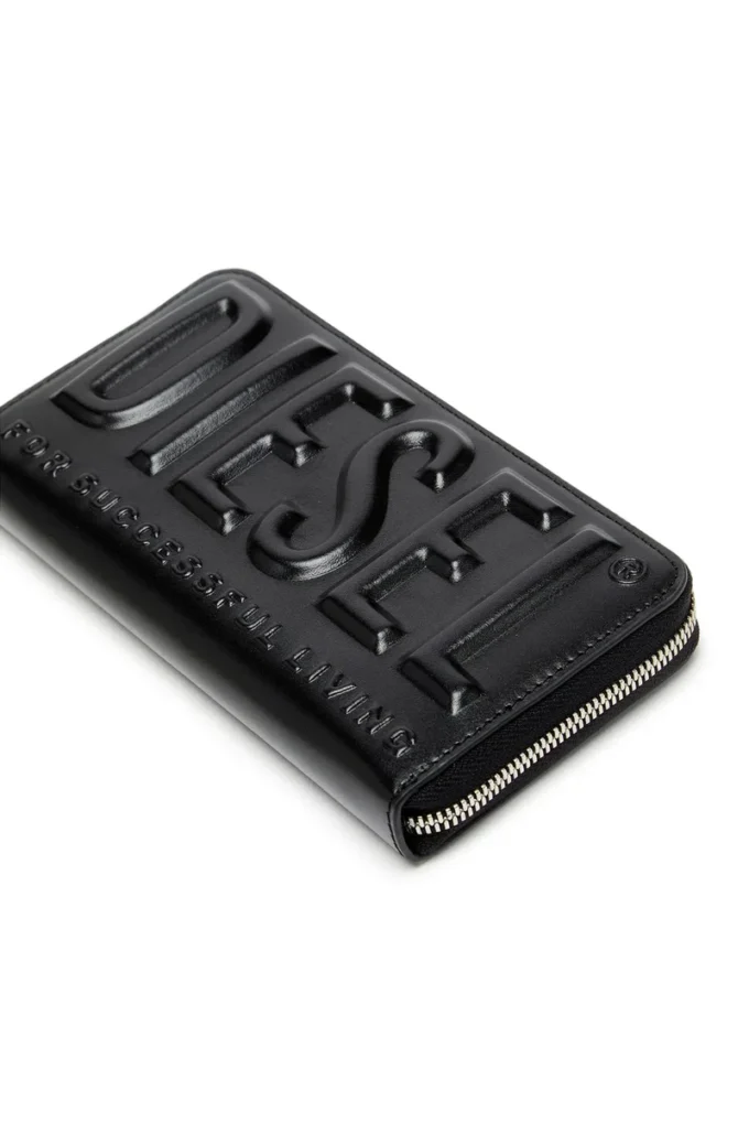 dsl 3d -continental zip l Long zip wallet in logo-embossed leather