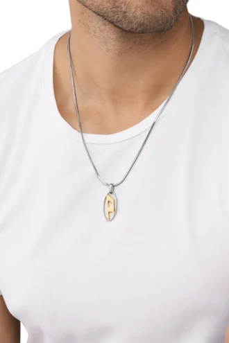 dx1421 Two-Tone Stainless Steel Pendant Necklace