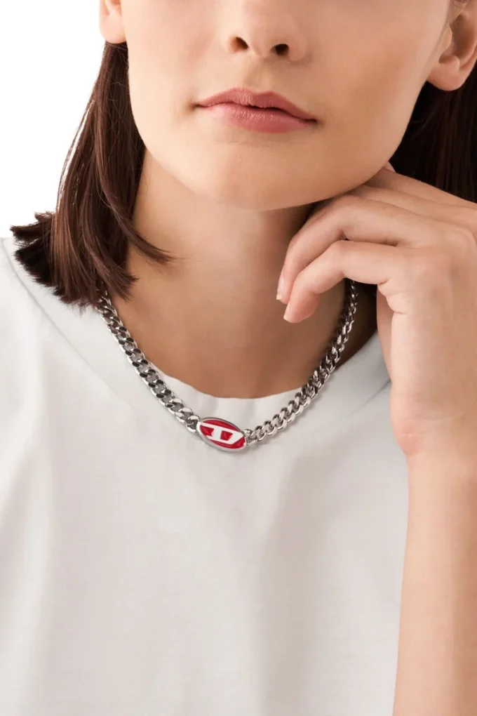 dx1446 Red enamel chain necklace