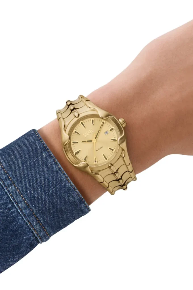 dz2186 Vert Three-Hand Date Gold-Tone Stainless Steel Watch