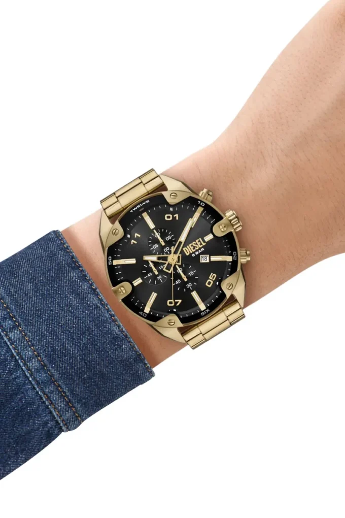 dz4678 Diesel Spiked Chronograph Gold-Tone Stainless Steel Watch