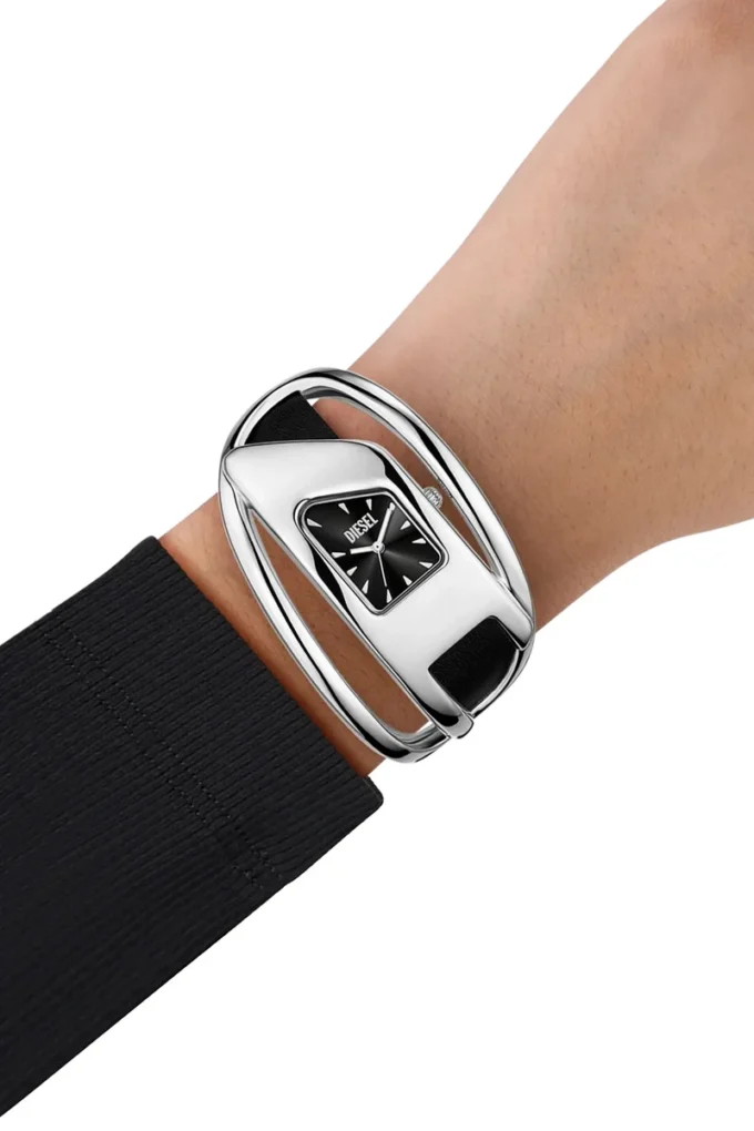 dz5627 watch Wrap-D black leather watch